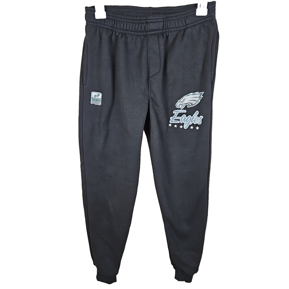 PHILADELPHIA EAGLES YOUTH SWEATPANTS SZ L 14-16 BLACK FLEECE BOYS LOGO NFL